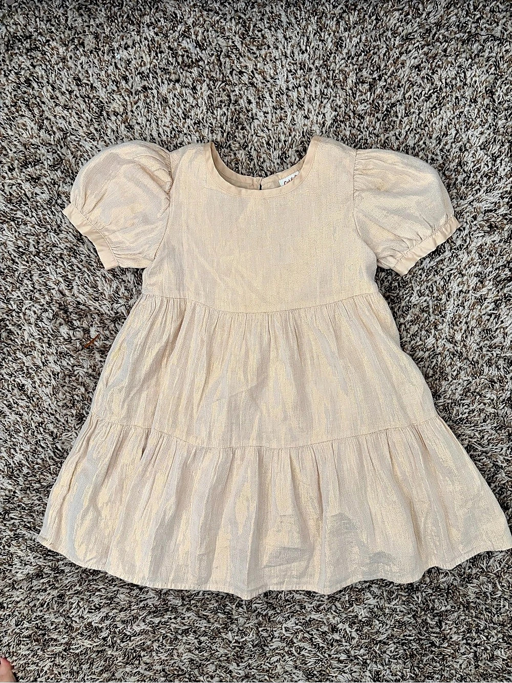 Cat & Jack Girls Size 4T Cream Puff Sleeve Dress Like New